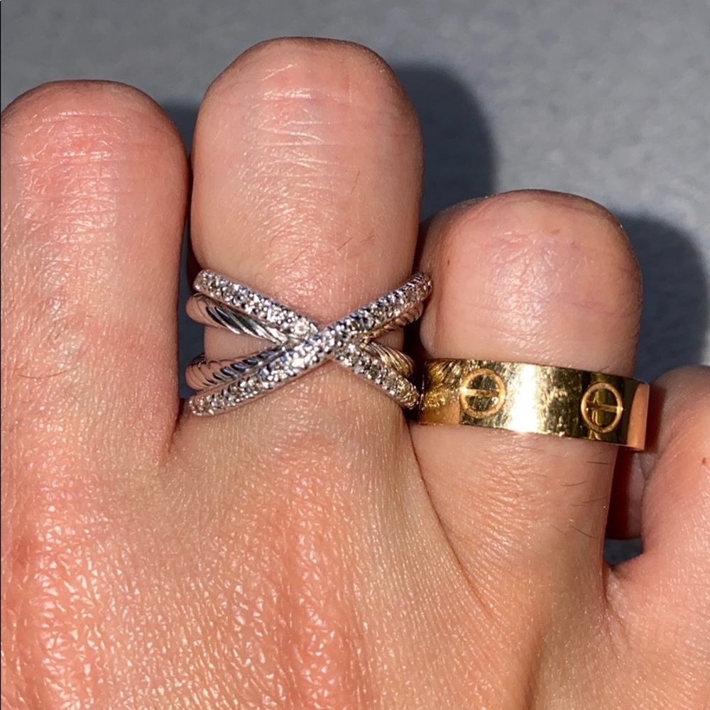 David Yurman Crossover X ring w/ diamonds